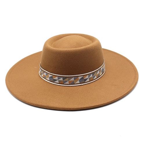 Chapeau Fedora En Laine À Large Bord Pour Femme, Style Rétro, Couleur Unie, Automne Hiver
