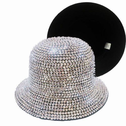 Chapeau Seau En Laine Fait À La Main Pour Femme, Couvre-Chef Brillant En Diamant, Chaud, Décontracté, À La Mode, Hiver Automne, Vente En Gros, Nouveauté 2021