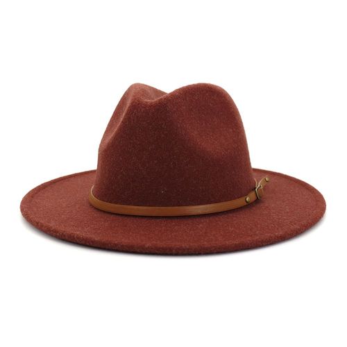 Chapeau Fedora En Laine À Large Bord Pour Femmes, Vintage, Chaud, Ceinture, Panama, Feutre, Jazz, Robe, Cowboy, Automne, Hiver, Vente En Gros