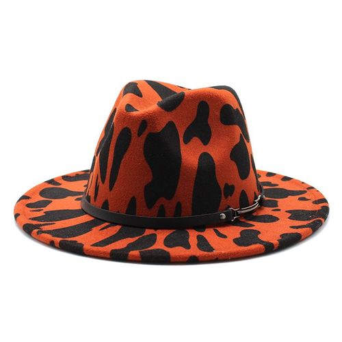 Chapeau De Cowboy Avec Ceinture En Laine Pour Homme Et Femme, Chapeau De Jazz Léopard, Casquette D'hiver Noire, Vente En Gros