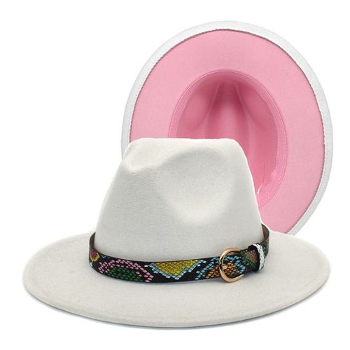 Chapeau En Feutre De Laine Patchwork, Jazz Fedora, Avec Boucle De Ceinture Fine, Pour Hommes Et Femmes, Casquette Trilby Panama À Large Bord, Nouvelle Collection