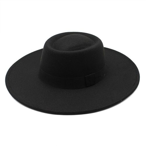 Chapeau À Large Bord Pour Hommes Et Femmes, Style Rétro Britannique, Jazz, En Laine, Couleur Unie, Automne Et Hiver, Panama