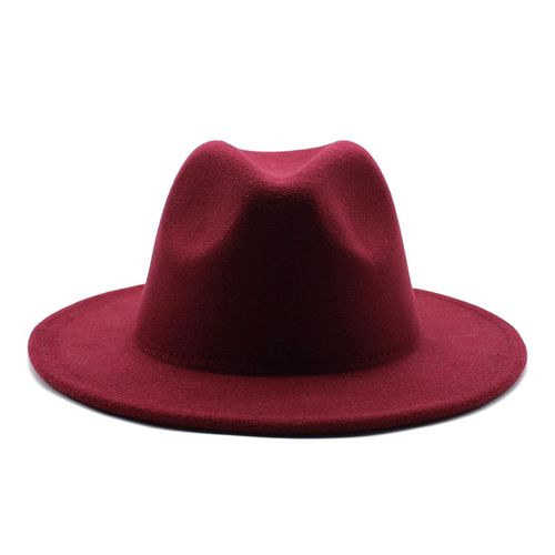 Chapeau De Jazz Fedora En Feutre De Laine, 60cm, À Large Bord, Style Cowboy, Pour Hommes Et Femmes, Unisexe, Couleur Vin Rouge/Kaki