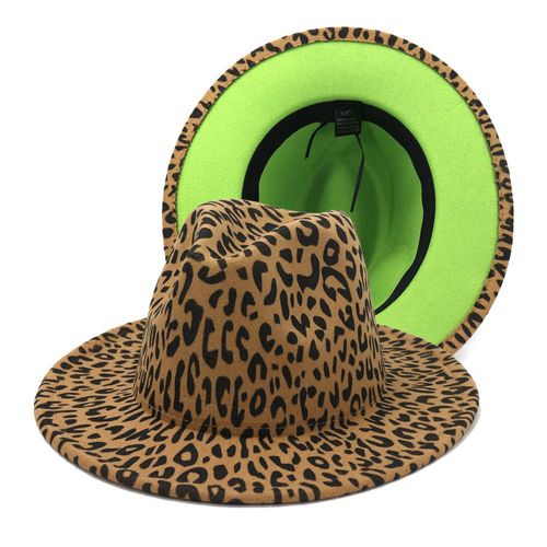 Chapeau Fedora En Laine Imprimé Léopard Pour Femmes, Chapeau Jazz À Large Bord, Couleurs Assorties, Chapeau De Mariage Pour Hommes, Automne Et Hiver