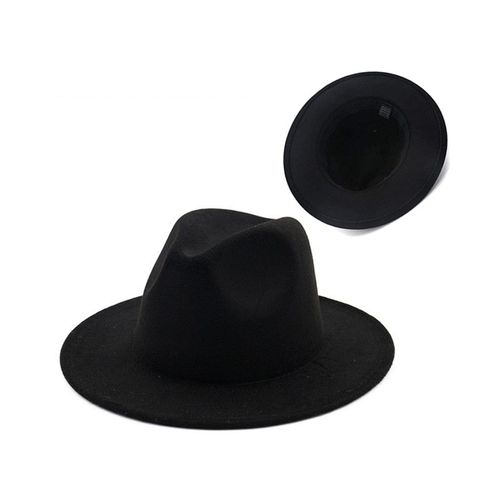 Chapeau De Jazz Fedora En Laine Pour Homme Et Femme, Casquette Décontractée Double Face En Feutre, Noir Et Orange, Panama, Trilby, Fête Formelle, 58-60cm, Vente En Gros