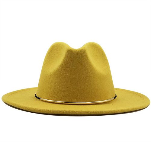 Chapeau À Large Bord En Feutre Pour Homme Et Femme, Avec Boucle Dorée, Panama, Élégant, Jazz, Vente En Gros, Automne Et Hiver