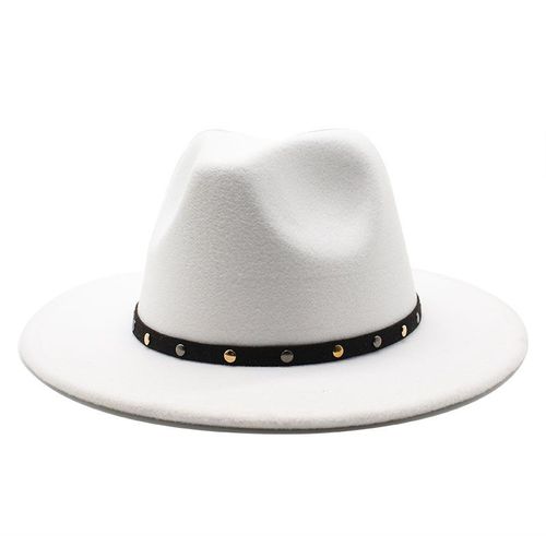 Chapeaux En Feutre De Laine Pour Hommes Et Femmes, Simples, De Couleur Unie, Jazz Fedora, Avec Boucle De Ceinture Noire, Casquette Trilby Panama À Large Bord