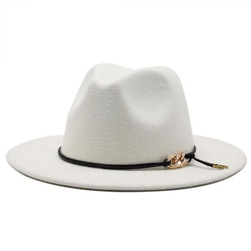 Chapeau Fedora En Laine Pour Hommes Et Femmes, Style Jazz, Mode, Automne, Noir, Jaune, Rouge, Large Bord, Ceinture, Couleur Unie, Panama, Vente En Gros