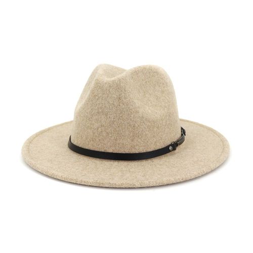 Chapeau Fedora En Feutre De Laine Pour Femmes, Ceinture Noire, Chapeau De Cowboy À Large Bord, Chapeau De Soleil À Bord Doux, Adapté À La Plage Église Mode 2021