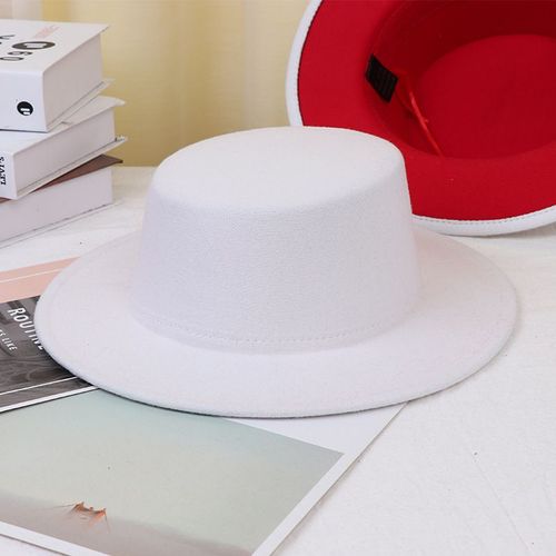 Chapeau Fedora Jzaa En Laine Pour Femmes, Chapeau De Printemps, Mode Coréenne Britannique, Haut Plat, Rétro, Couleur Unie, Vente En Gros