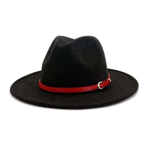 Chapeau En Feutre De Laine Pour Hommes Et Femmes, Ceinture Rouge, Jazz Fedora, Chapeau Unisexe À Large Bord, Panama, Fête, Trilby Cowboy, Chapeau De Mariage Pour Hommes