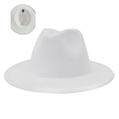 Chapeaux Fedora D'hiver Pour Femmes, Chapeau Plat Classique Solide Blanc En Laine De Panama, En Feutre Jazz Pour Hommes, Vente En Gros, 2020