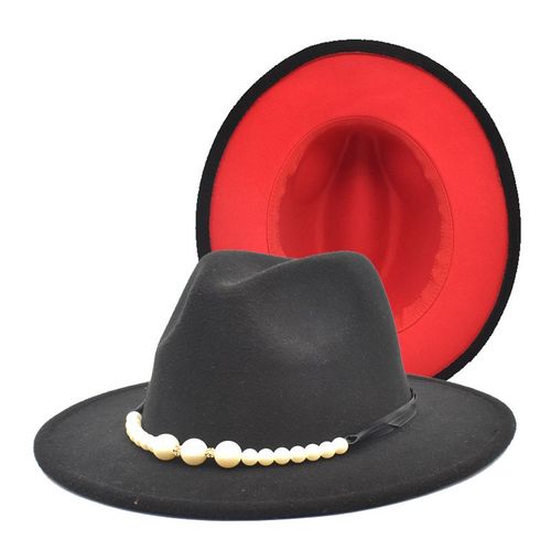 Chapeau Fedora De Jazz, Couleurs Mélangées, Cowboy Pour Femmes Et Hommes, Casquette D'hiver Rouge En Laine Noire