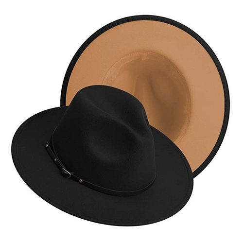Chapeaux Fedora À Large Bord Pour Femmes Et Hommes, Chapeau En Feutre, Avec Boucle De Ceinture, Deux Tons, Panama