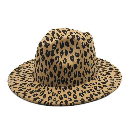 Chapeau En Feutre À Motif Léopard Pour Femmes Et Hommes, Chapeau À Large Bord En Laine, Jazz, Fedora, Panama, Casquette Trilby Tendance, Vente En Gros, Nouveau 2021