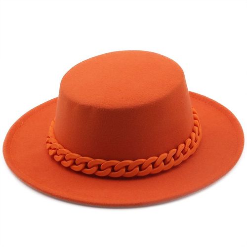 Chapeau En Feutre Avec Chaîne Colorée Pour Femmes Et Hommes, Chapeau À Large Bord En Laine, Jazz, Fedora, Panama, Trilby, Tendance, Vente En Gros