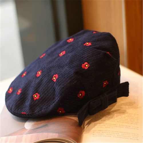 Béret À Fleurs Colorées Pour Femmes, Chapeau De Peintre En Laine Brodé Pour Filles, Collection Printemps-Automne 2021