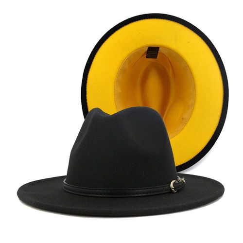 Chapeau De Cowboy En Feutre À Large Bord Pour Femme, Classique, Avec Boucle De Ceinture, Noir Et Rouge, Deux Tons, Automne