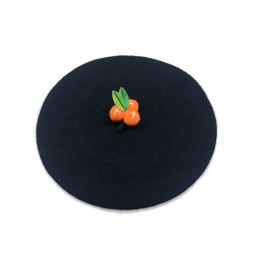 Chapeau Béret Orange Fait À La Main Pour Femme, En Feutre De Laine, Bonnet De Peintre, Chaud Pour L'hiver, Pour La Marche En Plein Air, Vente En Gros