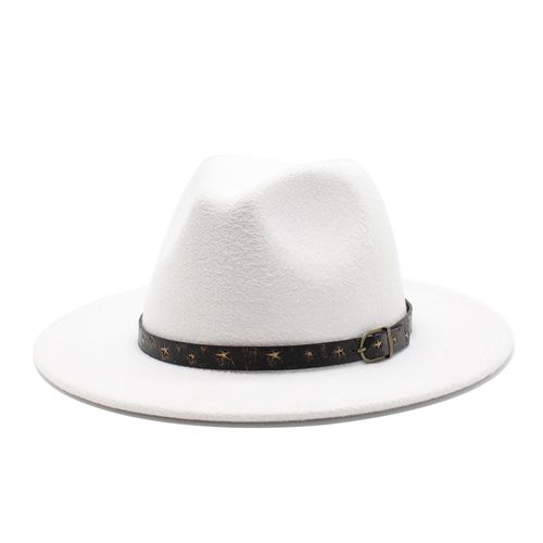 Chapeau Fedora Classique Avec Ceinture Étoile À Cinq Branches Pour Femme Et Homme, Couleur Unie, Imitation Laine, Style Jazz, Automne
