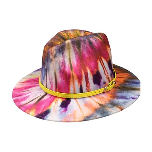 Chapeau Fedora Jazz Imprimé Coloré Pour Femmes, Chapeau À Bord Plat Et Large, Panama Avec Ceinture En Feutre De Laine, Vente En Gros
