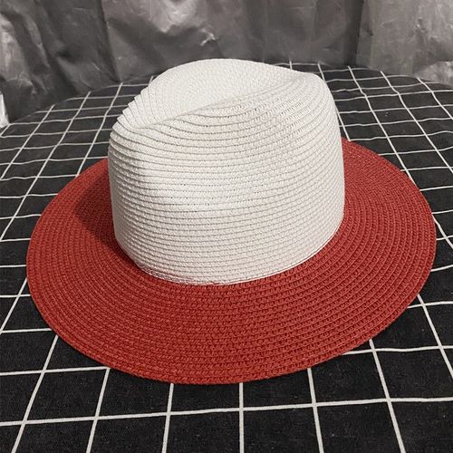 Chapeau Panama En Paille Pour Hommes Et Femmes, Blanc Et Rouge, En Patchwork, Pour Le Soleil, Pour La Plage, Protection Uv, 2021