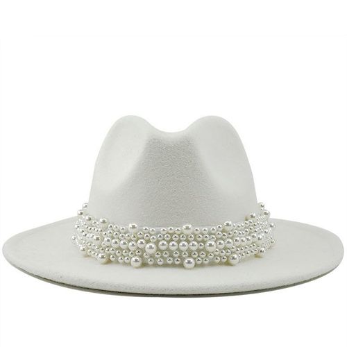 Chapeau En Laine Et En Feutre Pour Femme Et Homme, Avec Perles, Ceinture Métallique, Vintage, Automne, Hiver