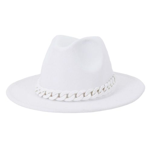 Chapeau À Large Bord En Laine Pour Hommes Et Femmes, Style Jazz Fedora, Couleur Sucre, Chaîne En Feutre, Panama, Casquette Tendance, Vente En Gros