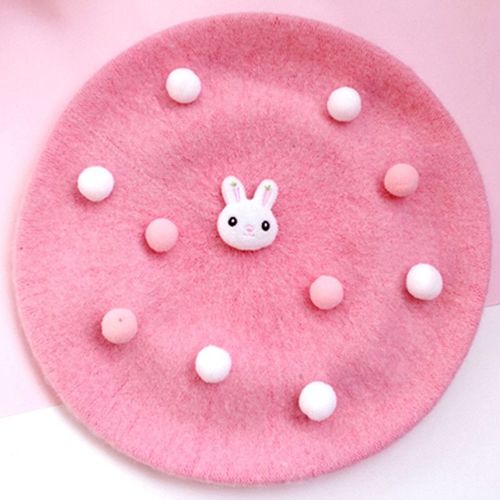 Béret Japonais Lolita En Fourrure De Lapin Pour Femmes, Fait À La Main, Chapeau En Forme De Bourgeon, Kawaii, Décoration De Boule, Cosplay, Fête De Thé