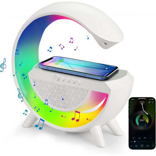 2023 Nouvelle Lampe De Table Intelligente,Lampe D'ambiance Intelligente Avec Chargeur Sans Fil,Veilleuse Tactile  Intensit Variable Avec Synchronisation De Lamusique,Contrle De App