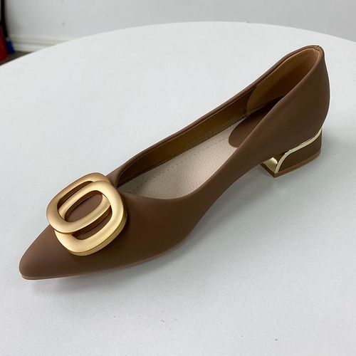 2023 Printemps Femmes Chaussures Simples Bout Pointu Talon Bas Style Franais Talon pais Professionnel lgant Talons Bas Chaussures De Travail - 35