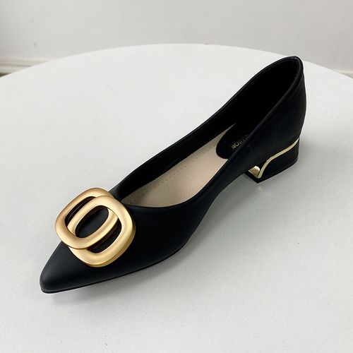 2023 Printemps Femmes Chaussures Simples Bout Pointu Talon Bas Style Franais Talon pais Professionnel lgant Talons Bas Chaussures De Travail - 38