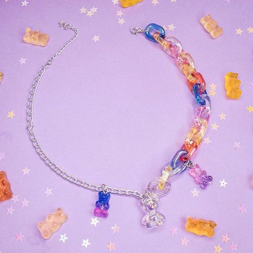 Collier Pendentif En Acrylique Avec Ours Transparent Irrégulier Pour Femmes Et Filles, Mignon, Romantique, Ras Du Cou, Bijoux À La Mode, Nouveau