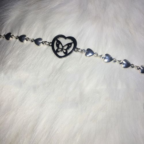 Collier Pendentif Papillon Et C¿Ur Ajouré En Métal, Couleur Argent, Ins, Chic, Punk, Unique, Tendance, Ras Du Cou, Bijoux À La Mode, 2020