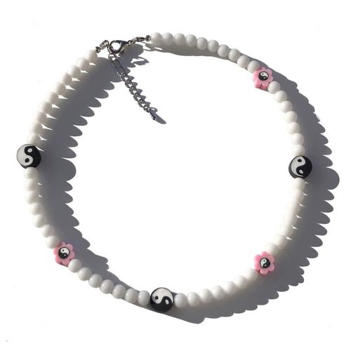 Bijoux Vintage En Résine, Tai Chi Yin Yang Gossip, Ras Du Cou, Perles Rétro, Chaînes, Collier Pour Femmes, Accessoires Porte-Bonheur
