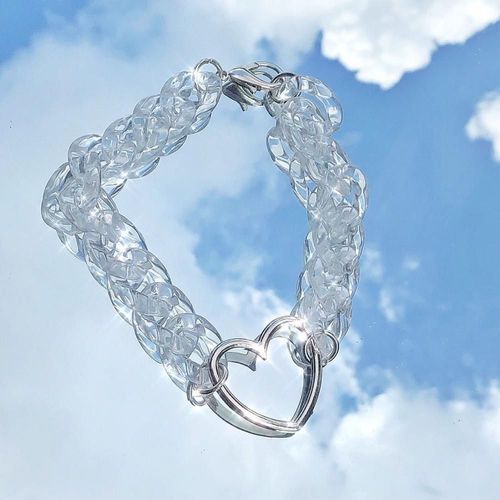 Collier Avec Pendentif En Forme De C¿Ur Pour Femmes, En Acrylique, En Métal Transparent, Punk Cool, Ras Du Cou, Bijoux De Déclaration