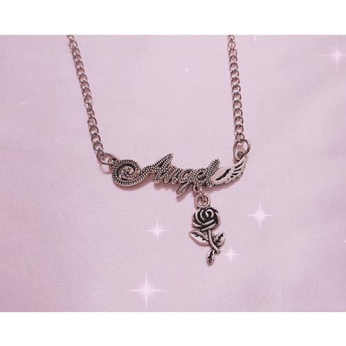 Pendentif Vintage En Métal Argenté Avec Fleur De Rose, Bijoux Gothiques, Punk, Lettre, Ailes D'angle, Fête