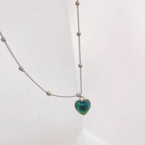 Collier Harajuku Y2k Avec Pendentif En Forme De C¿Ur Pour Femmes Et Filles, Chaîne De Cou En Pierre De Couleur Contrôlée Avec Température