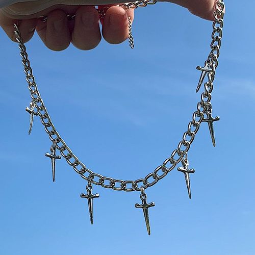 Collier Vintage À Pendentif Géométrique En Métal Pour Femmes Et Hommes, Hip Hop Punk Cool Party Harajuku, Ras Du Cou, Bijoux À La Mode