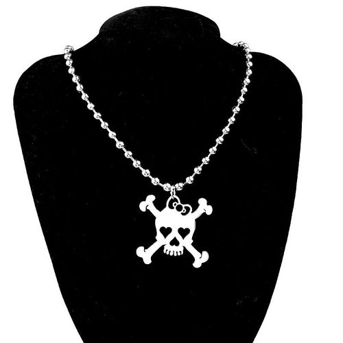 Collier Punk Hyperbole En Métal, Flamme De Crâne, Épée, Os, Clé, Pendentif, Hip Hop Épines, Perles Chaînes Ras Du Cou Pour Hommes Et Femmes, Nouvelle Mode