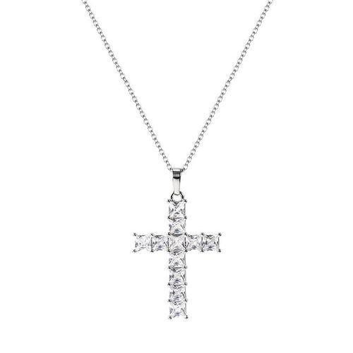 Colliers Avec Pendentif Croix En Cristal Pour Femmes, Mode Coréenne Exquise, Bijoux De Tempérament, Strass Rose, Chaînes De Cou, Cadeau Pour Filles