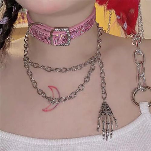 Collier Avec Pendentif En Métal, Vintage, Irrégulier, Squelette, Main, Os, Punk, Cool, Harajuku, Ras Du Cou, À La Mode, Nouveau