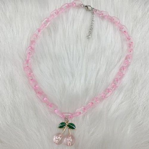 Colliers Harajuku En Résine Rose Pour Hommes Et Femmes, Pendentif Cerise, Chaînes De Cou Punk À La Mode, Bijoux Mignons Chokers De Fruits, Cadeaux Cool