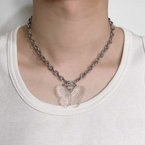 Collier À Pendentif Papillon En Métal Transparent, Pour Femmes Et Hommes, Animal Punk Cool Party, Ras Du Cou, Bijoux À La Mode, Nouveau