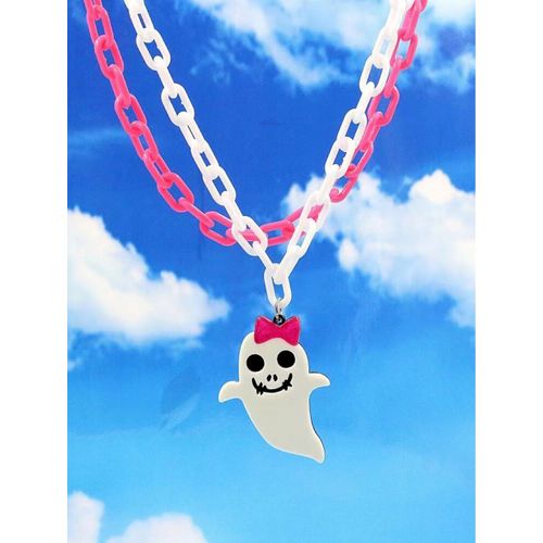 Colliers Punk Hip Hop En Résine Avec Pendentif Fantôme, Harajuku, Chaînes À Double Couche, N¿Ud Papillon, Pour Filles, Bijoux De Fête