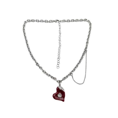 Colliers Avec Pendentif En Forme De C¿Ur Rouge Pour Femmes, Bijoux De Tempérament, Chaînes De Cou Vintage Gothiques En Cristal, Pour Petite Amie, Nouvelle Mode 2022