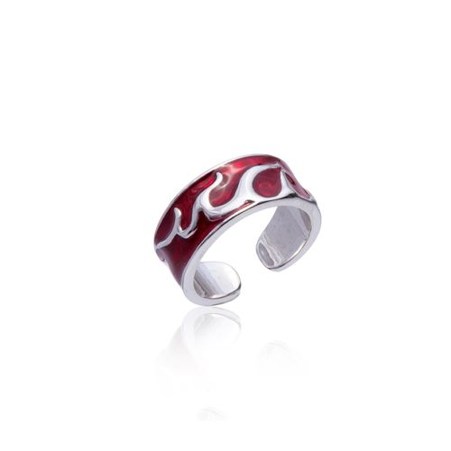 Bague Ouverte Ajustable Pour Hommes Et Femmes, Anneau Rouge Flamme, Hip Hop, Vagues Uniques, Tendance, Rock Party, Accessoires Bijoux