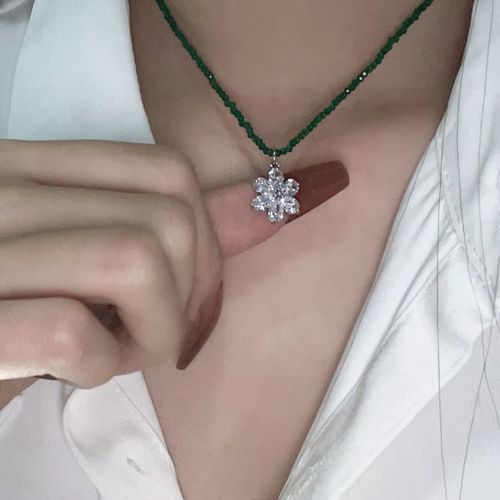 Collier À Pendentif En Cristal Brillant Pour Femmes, Bijoux De Mode, Flocons De Neige, Fleur, Mignon, Rose