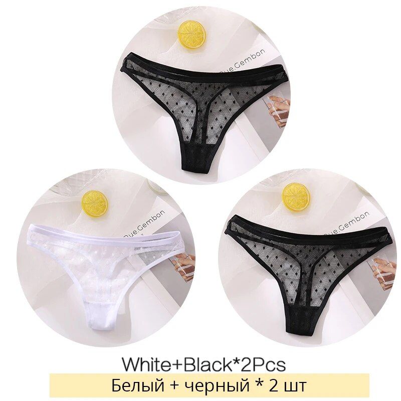 Strings En Dentelle Sexy Pour Femmes,Sous-Vtements  Pois,D...