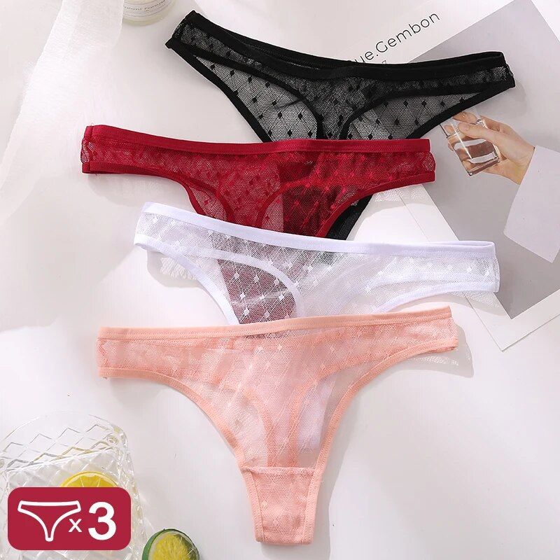 Strings En Dentelle Sexy Pour Femmes,Sous-Vtements  Pois,D... - 2